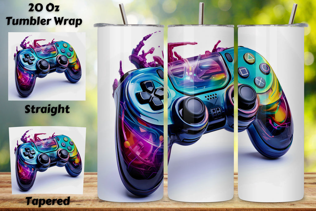 Gamer 20 oz skinny tumbler sublimation design Neon PNG, Gamer Tumbler ...