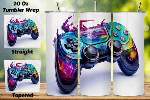 Gamer 20 oz skinny tumbler sublimation design Neon PNG, Gamer Tumbler Wrap, 3D Game Controller Tumbler Wrap, 20oz Skinny Tumbler, Video Game Sublimation, Video Gaming Tumbler Wrap Sublimation FloridPrintables 