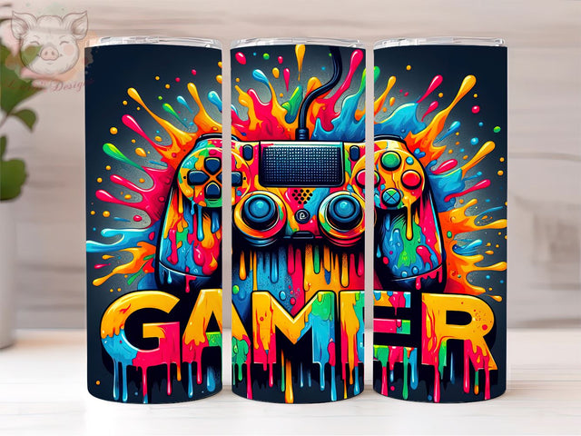 Gamer 20oz Tumbler Png, Straight & Tapered Tumbler Png, Game Lover Tumbler Png, Digital Download PNG Sublimation Lara' s Designs 