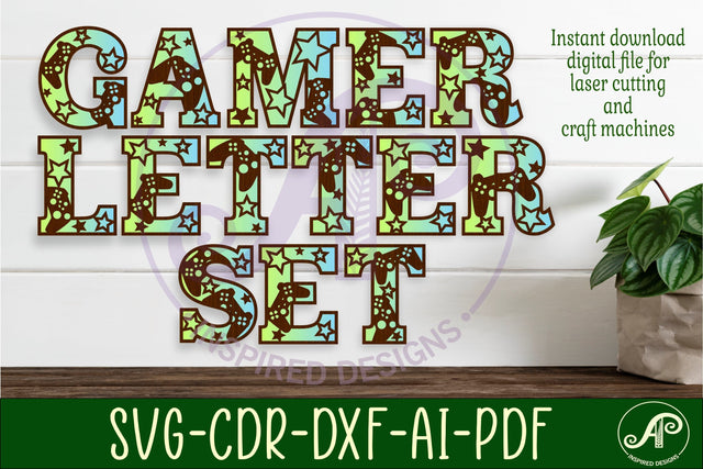 Gamer alphabet set. 2 layer letters. 78 letter options SVG APInspireddesigns 