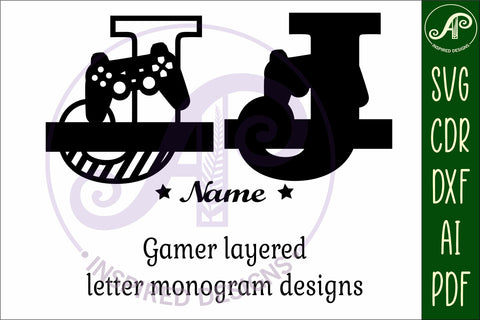 Gamer Capital Monogram Letter J SVG SVG APInspireddesigns 
