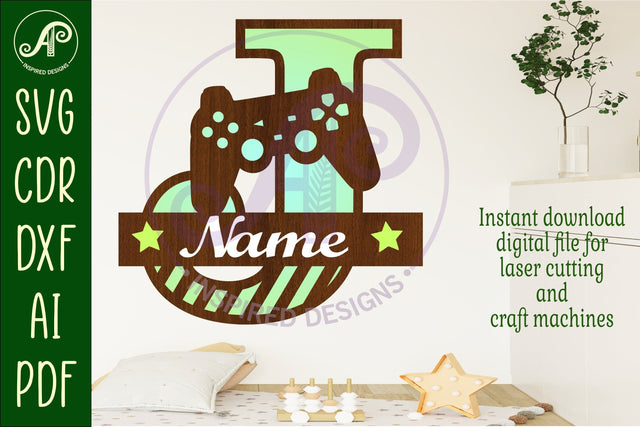 Gamer Capital Monogram Letter J SVG SVG APInspireddesigns 