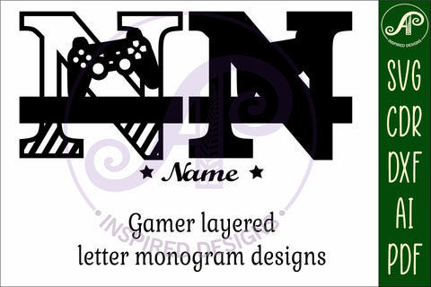 Gamer Capital Monogram Letter N SVG SVG APInspireddesigns 