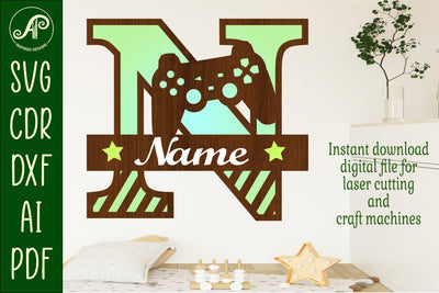 Gamer Capital Monogram Letter N SVG SVG APInspireddesigns 