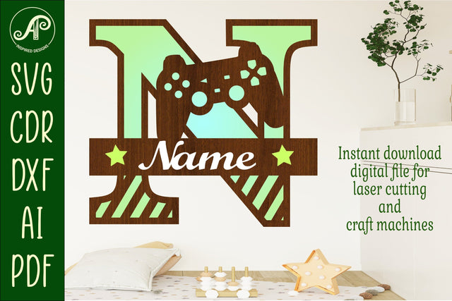 Gamer Capital Monogram Letter N SVG SVG APInspireddesigns 