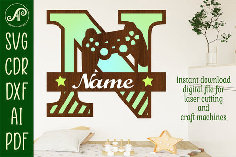 Gamer Capital Monogram Letter N SVG SVG APInspireddesigns 