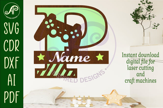 Gamer Capital Monogram Letter P SVG SVG APInspireddesigns 