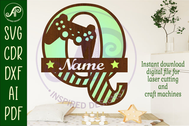Gamer Capital Monogram Letter Q SVG SVG APInspireddesigns 