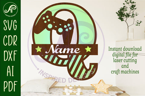 Gamer Capital Monogram Letter Q SVG SVG APInspireddesigns 