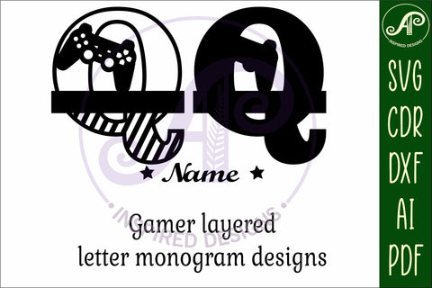 Gamer Capital Monogram Letter Q SVG SVG APInspireddesigns 
