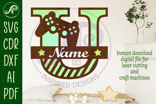 Gamer Capital Monogram Letter U SVG SVG APInspireddesigns 