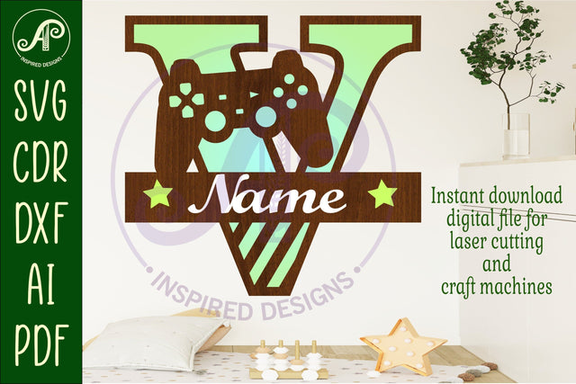 Gamer Capital Monogram Letter V SVG SVG APInspireddesigns 