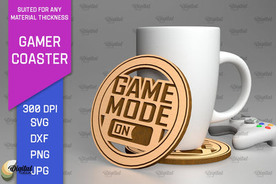 Gamer Coaster Laser Cut. Gamer Decor SVG SVG Evgenyia Guschina 