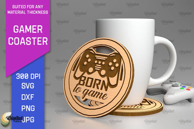 Gamer Coaster Laser Cut. Gamer Decor SVG SVG Evgenyia Guschina 