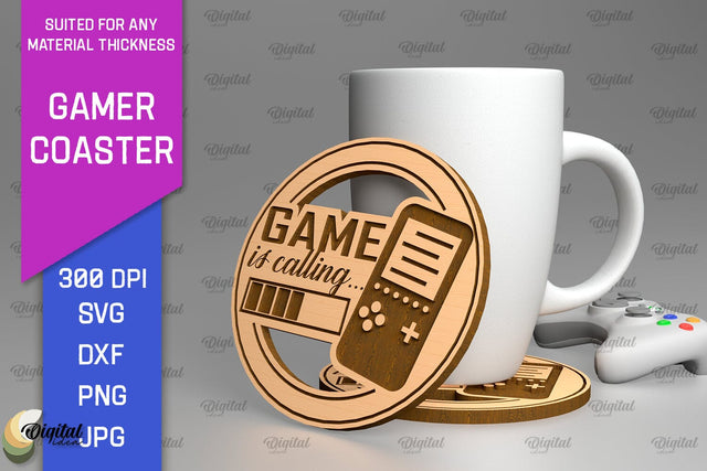 Gamer Coaster Laser Cut. Gamer Decor SVG SVG Evgenyia Guschina 