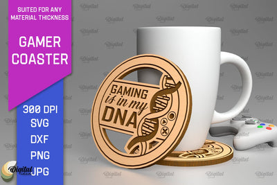 Gamer Coaster Laser Cut. Gamer Decor SVG SVG Evgenyia Guschina 