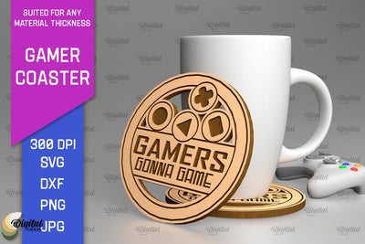 Gamer Coaster Laser Cut. Gamer Decor SVG SVG Evgenyia Guschina 