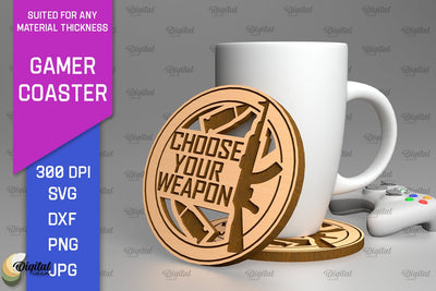 Gamer Coaster Laser Cut. Gamer Decor SVG SVG Evgenyia Guschina 