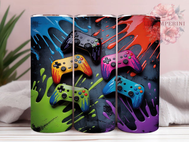 Gamer Controller Video Game Tumbler, Video Game Sublimation Design, Gaming Controller Art, 20oz Gamer Tumbler, Whimsical Gaming Mug, Neon Gamer Cup, Stylish Controller Wrap Sublimation Li Zamperini 