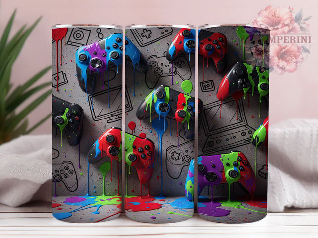 Gamer Controller Video Game Tumbler, Video Game Sublimation Design, Gaming Controller Art, 20oz Gamer Tumbler, Whimsical Gaming Mug, Neon Gamer Cup, Stylish Controller Wrap Sublimation Li Zamperini 