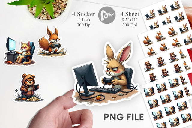 Gamer Critters Sticker Sublimation artnoy 