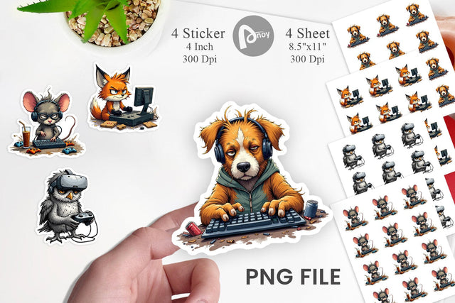 Gamer Critters Sticker Sublimation artnoy 