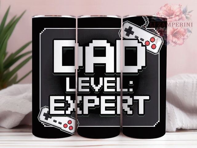 Gamer Dad Level Expert Funny Tumbler, 20Oz Skinny Tumbler Wrap, Funny Gaming Dad Sublimation, Video Game Dad Gift, Cool Father Gamer Drinkware, Digital Gaming Dad Art Sublimation Li Zamperini 