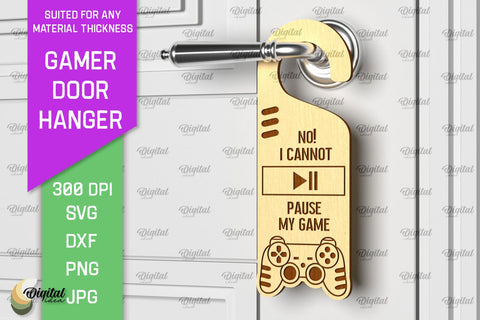 Gamer Door Hanger Laser Cut. Door Knob Hanger SVG SVG Evgenyia Guschina 