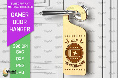 Gamer Door Hanger Laser Cut. Door Knob Hanger SVG SVG Evgenyia Guschina 