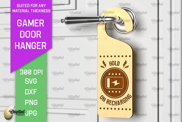 Gamer Door Hanger Laser Cut. Door Knob Hanger SVG SVG Evgenyia Guschina 