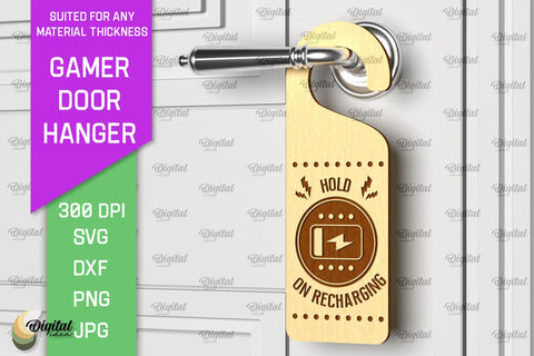 Gamer Door Hanger Laser Cut. Door Knob Hanger SVG SVG Evgenyia Guschina 