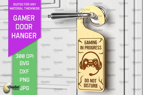 Gamer Door Hanger Laser Cut. Door Knob Hanger SVG SVG Evgenyia Guschina 