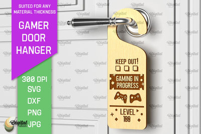 Gamer Door Hanger Laser Cut. Door Knob Hanger SVG SVG Evgenyia Guschina 