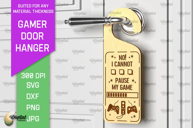Gamer Door Hanger Laser Cut. Door Knob Hanger SVG SVG Evgenyia Guschina 