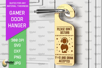 Gamer Door Hanger Laser Cut. Door Knob Hanger SVG SVG Evgenyia Guschina 