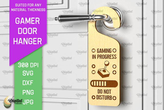 Gamer Door Hanger Laser Cut. Door Knob Hanger SVG SVG Evgenyia Guschina 