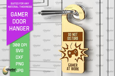 Gamer Door Hanger Laser Cut. Door Knob Hanger SVG SVG Evgenyia Guschina 