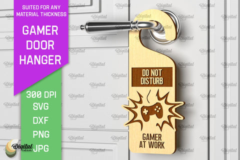 Gamer Door Hanger Laser Cut. Door Knob Hanger SVG SVG Evgenyia Guschina 