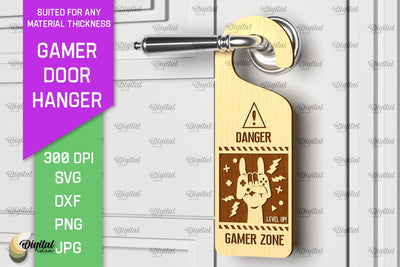 Gamer Door Hanger Laser Cut. Door Knob Hanger SVG SVG Evgenyia Guschina 