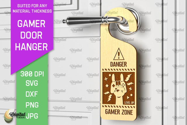 Gamer Door Hanger Laser Cut. Door Knob Hanger SVG SVG Evgenyia Guschina 