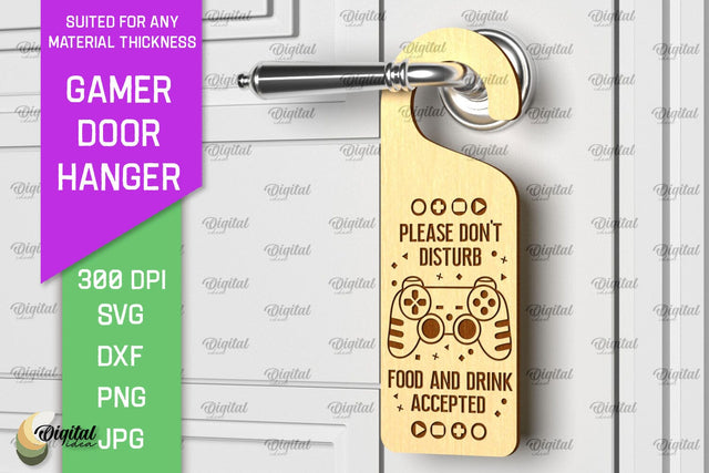 Gamer Door Hanger Laser Cut. Door Knob Hanger SVG SVG Evgenyia Guschina 