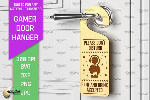 Gamer Door Hangers Laser Cut Bundle. Door Knob Hangers SVG SVG Evgenyia Guschina 