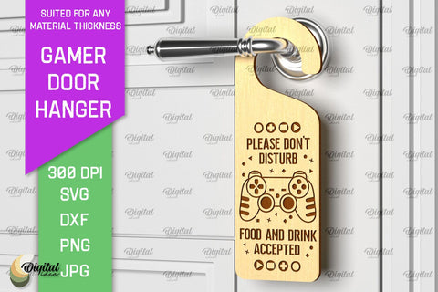Gamer Door Hangers Laser Cut Bundle. Door Knob Hangers SVG SVG Evgenyia Guschina 