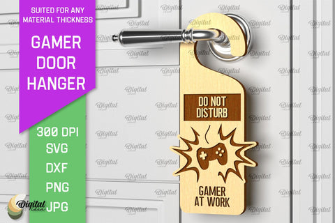 Gamer Door Hangers Laser Cut Bundle. Door Knob Hangers SVG SVG Evgenyia Guschina 