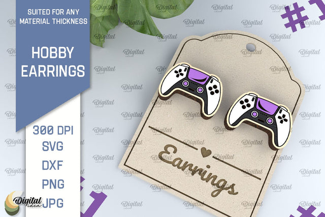 Gamer Earrings Laser Cut Design. Hobby Earrings SVG SVG Evgenyia Guschina 