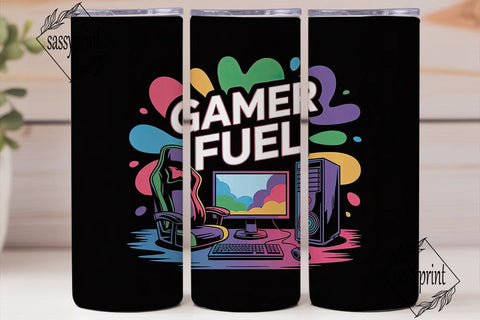 Gamer Fuel 20oz Tumbler Wrap Sublimation sassyprint 