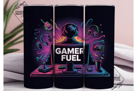 Gamer Fuel 20oz Tumbler Wrap Sublimation sassyprint 