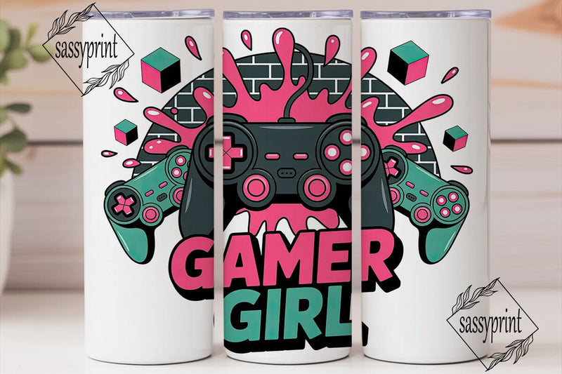 Gamer Girl 20oz Tumbler Wrap Sublimation sassyprint 