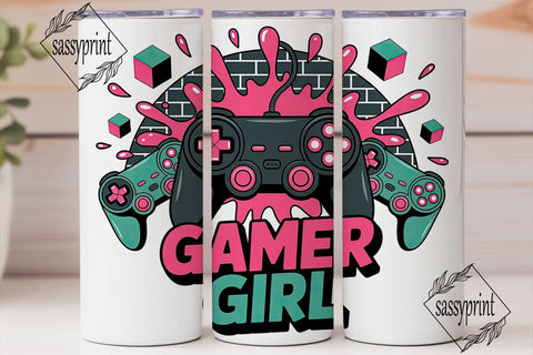 Gamer Girl 20oz Tumbler Wrap Sublimation sassyprint 