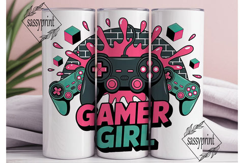Gamer Girl 20oz Tumbler Wrap Sublimation sassyprint 